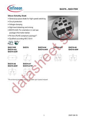 BAS 70 E6433 datasheet  